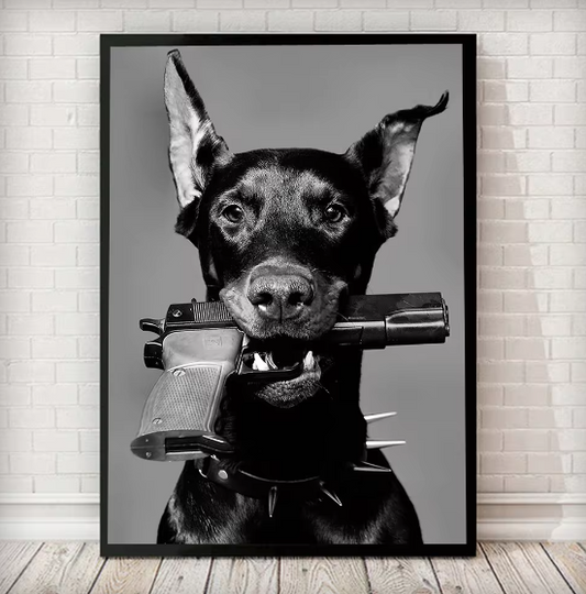 Black & White Doberman Poster