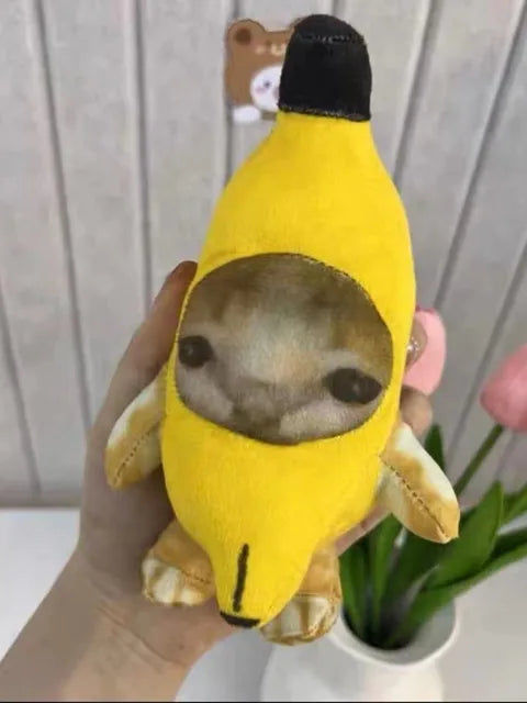 Banana cat keychain