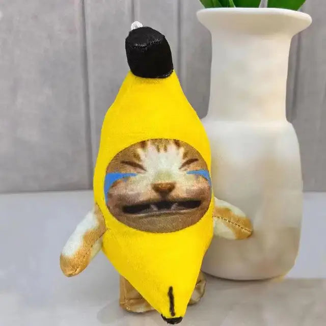 Banana cat keychain